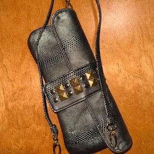 Elegant Black and Gold Studded Clutch